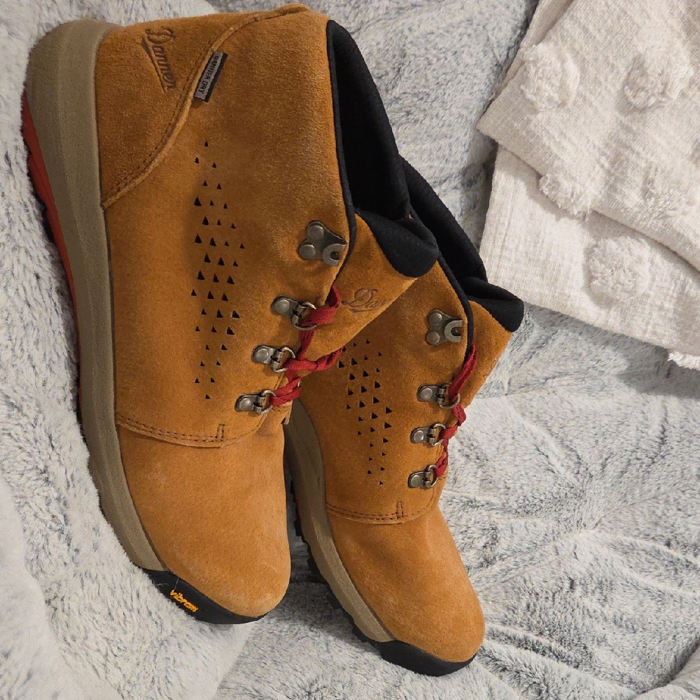 Danner Tan Suede Boots with Red Accents